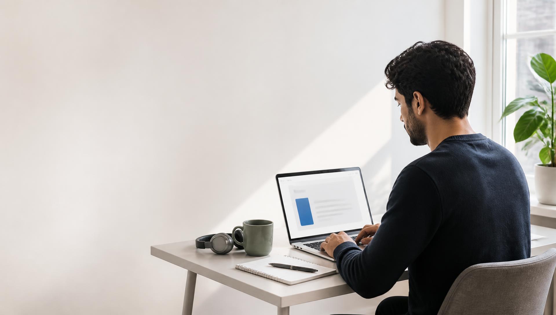 Adult learner preparing at a quiet desk